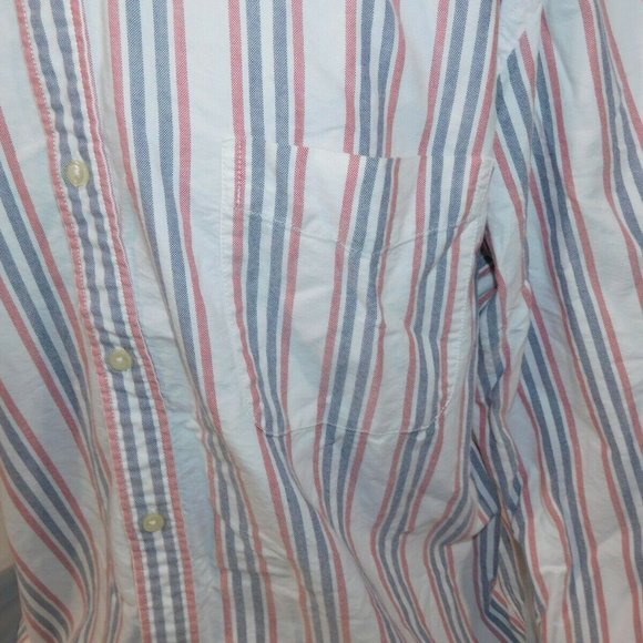2012 Tommy Hilfiger Mens XXL White Faded Red Blue Striped Button Front Shirt - Picture 9 of 9
